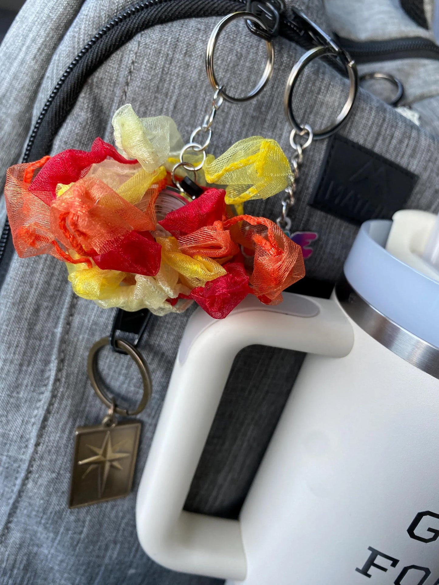 Light up Bag Charm, fire keychain, LED key chain